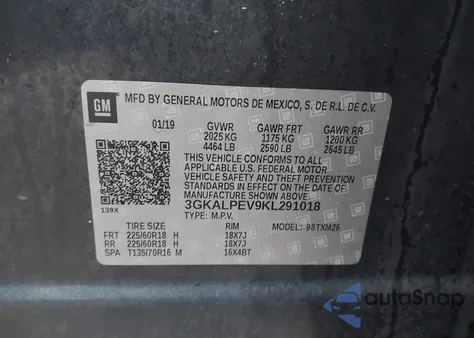 2019 GMC Terrain Slt z USA, uszkodzony, nr VIN 3GKALPEV9KL291018